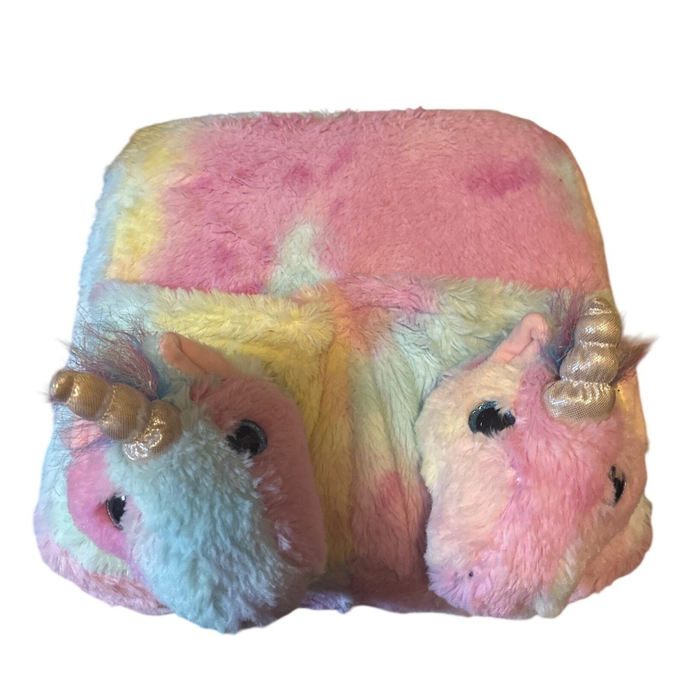 Plush Unicorn Foot Massager Rainbow Tie Dye Faux Fur Vibrating Foot Warmer